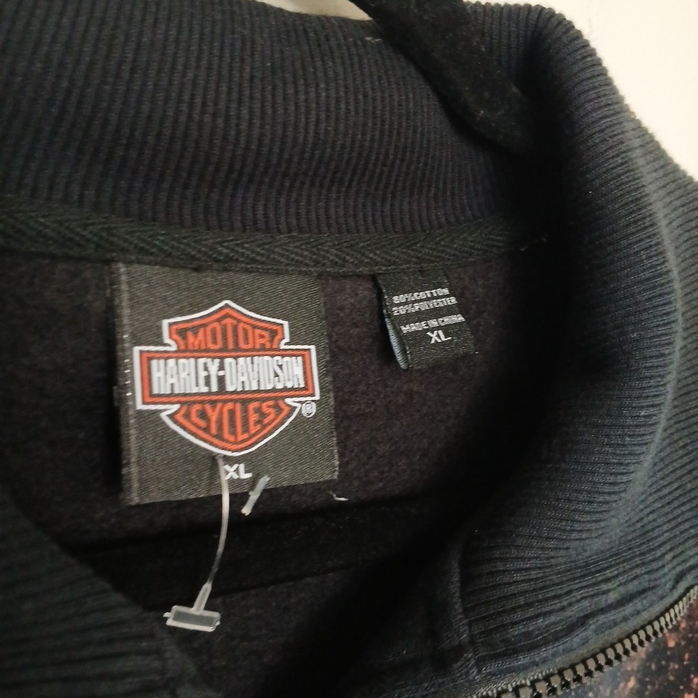 Harley-Davidson Jacket Satin Inset Soft Shell Women's XL Black Bleach Dye Marin - Picture 8 of 12